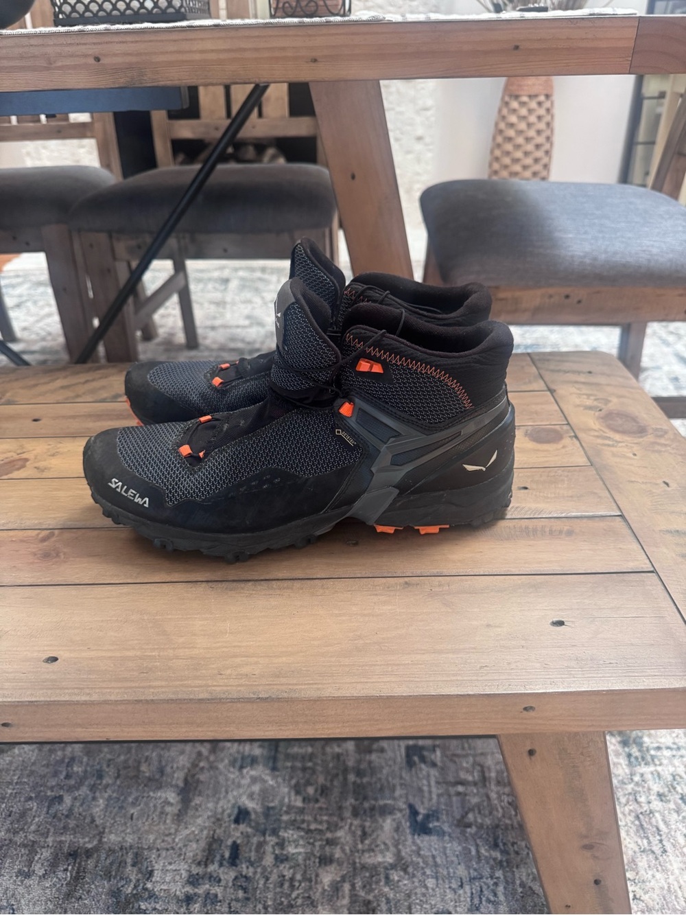 Salewa Men's Black and Orange Hiking Boots – Mid-High Trail Support